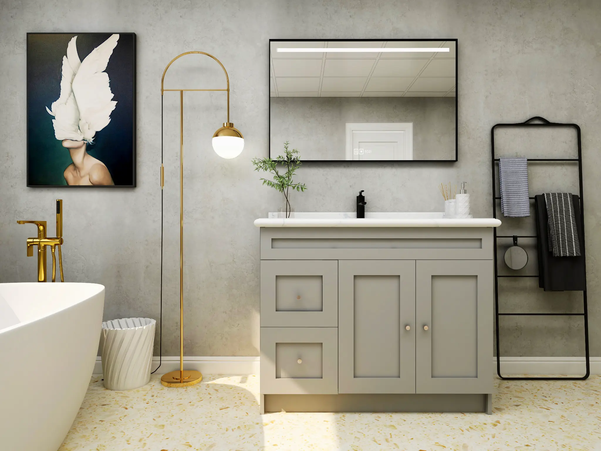 Moisture resistant bathroom cabinet